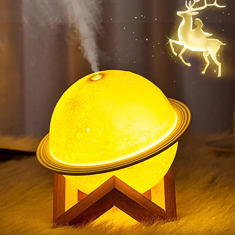 Hogar Planet Humidifier Fragrance Diffuser 200Ml Night Light USB Ultrasonic Planet Wet Aroma Essential Oil Diffuser Air Humidifi